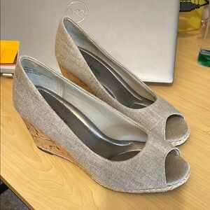 Kelly & Katie Peep-Toe Cork Wedge Shoes